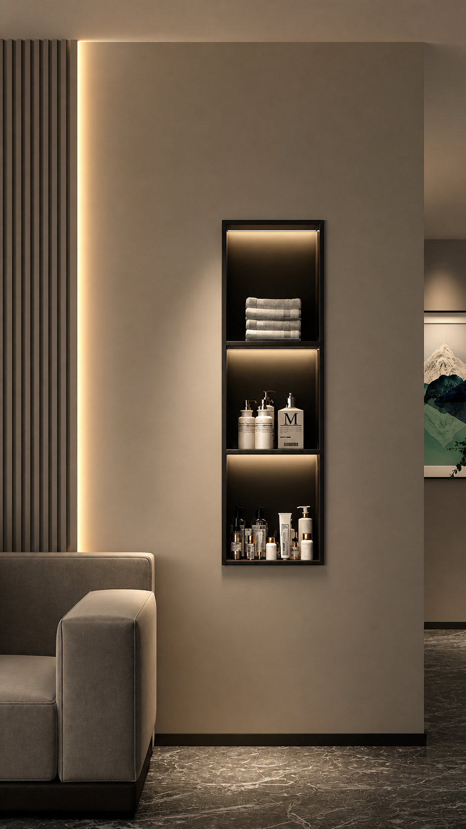 Stainless Steel Shower Niche — recessed wall storage, brushed satin 304